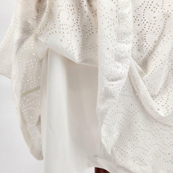 Michael Kors Women White Eyelet Jersey Smocked Summer Peasant Dress Size XL - Picture 4 of 6